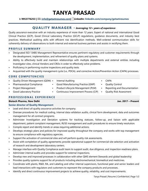 Quality Management Specialist Resume Samples QwikResume