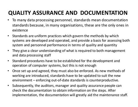 quality assurance documentation example