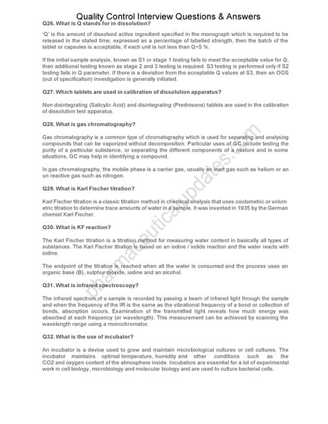 quality control interview questions and answers for experienced pdf
