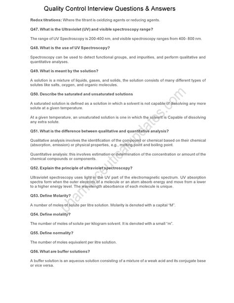 quality control interview questions and answers for freshers