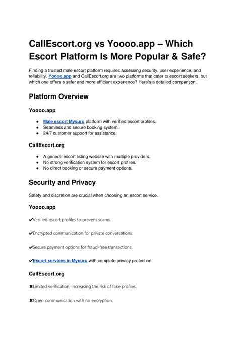 Features of a quality escort directory platform