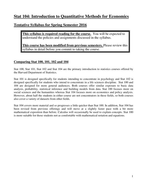 quantitative methods in economics syllabus