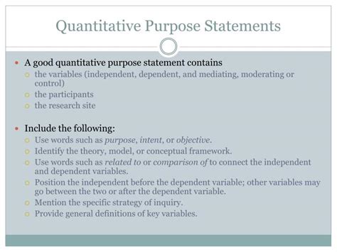 quantitative purpose statement examples