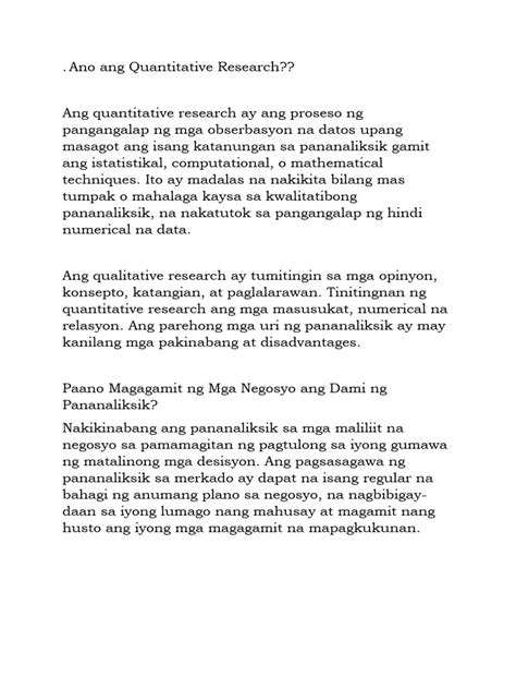 quantitative research explanation tagalog