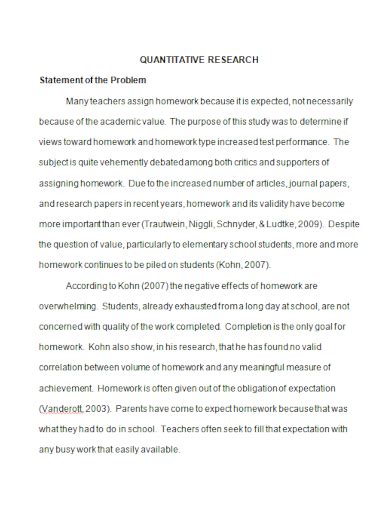 quantitative research statement of the problem
