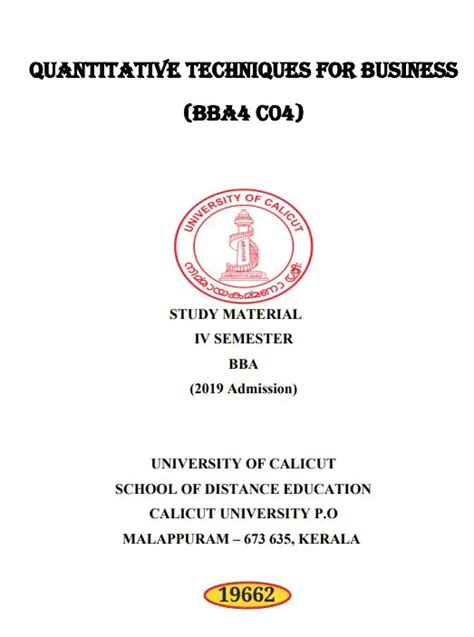 quantitative techniques questions and answers pdf calicut university