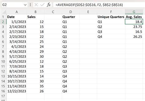 quarter over quarter calculation in excel