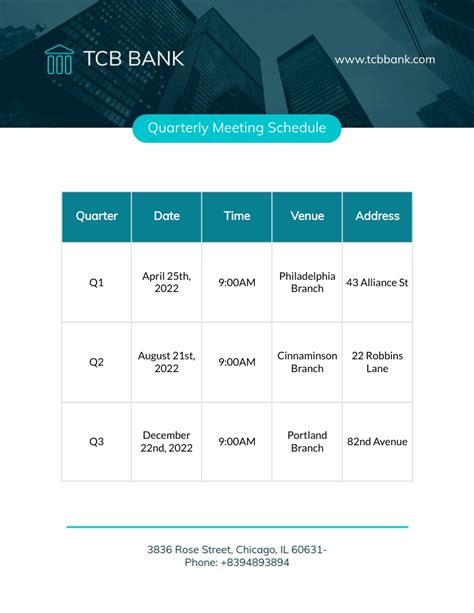 Quarterly Meeting Schedule Template