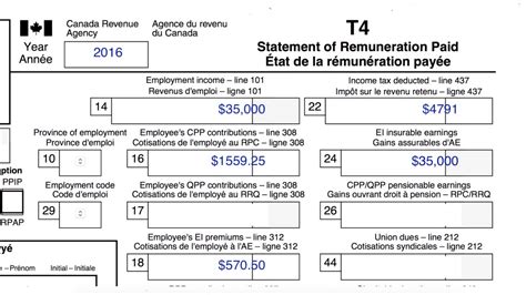Quebec T4 Example