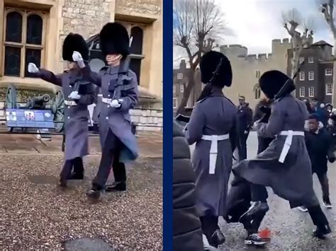 queen's guard knocks over child