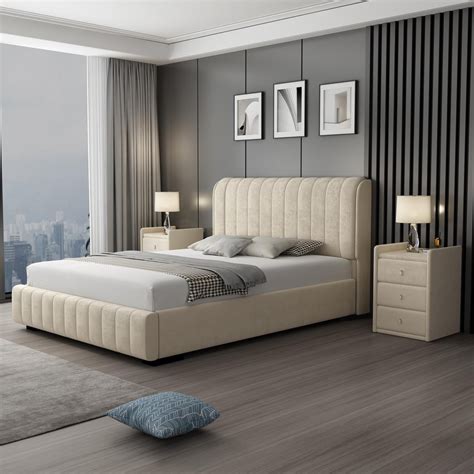 Queen Bed Frame Beige