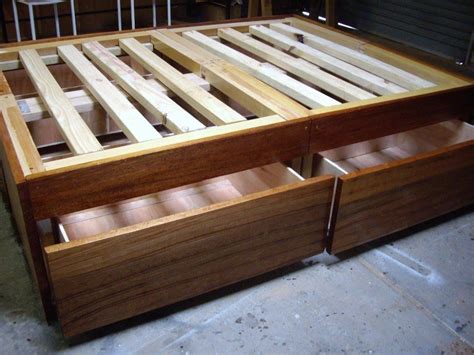 queen bed frame with drawers diy