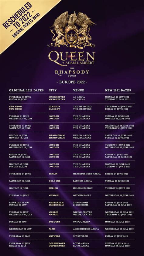 queen concert tour schedule