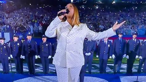 queen latifah national anthem giants video