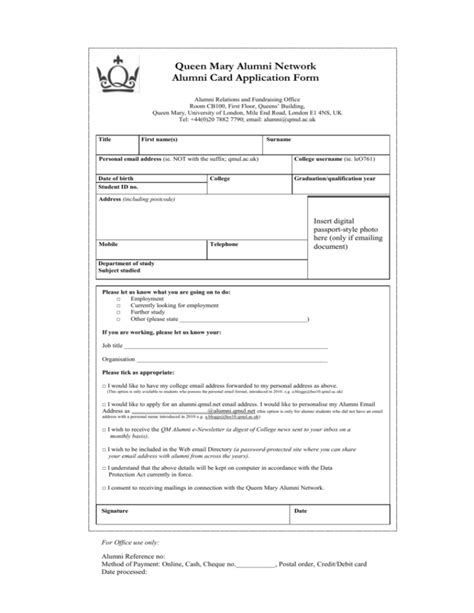 queen mary's application form