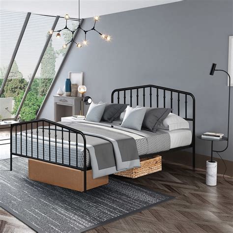queen metal bed frame with slats
