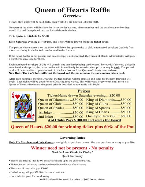 queen of hearts drawing rules