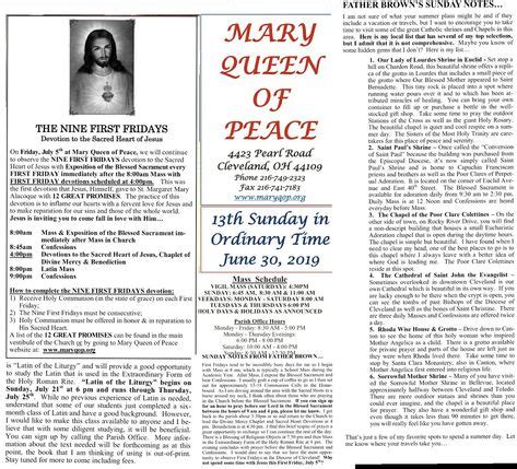 queen of peace catholic church bulletin