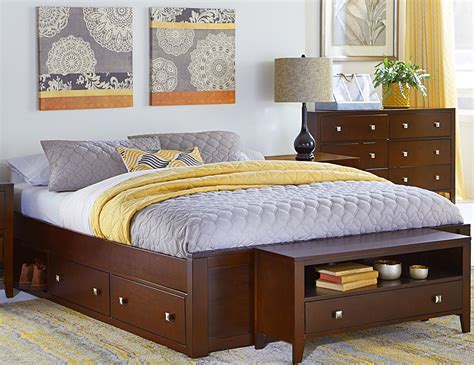 queen platform bed with storage cherry