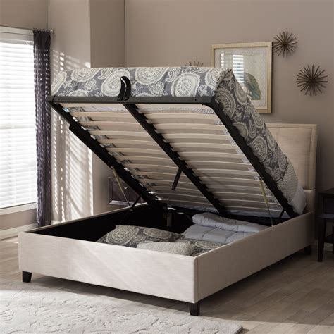 queen platform bed with storage wayfair