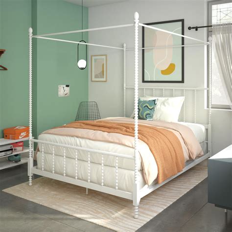 queen size bed frame metal canopy