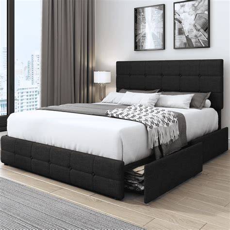 Tophomer Queen Size Wood Bed Frame Platform Bedroom Mattress Foundation