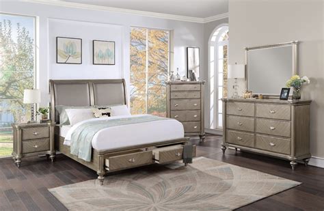Transitional White Oak Finish Storage Queen Size Bed Aromas28110Q Acme