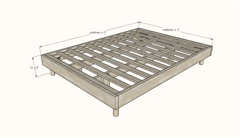 queen size platform bed frame dimensions