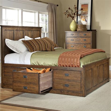 queen storage bed wood