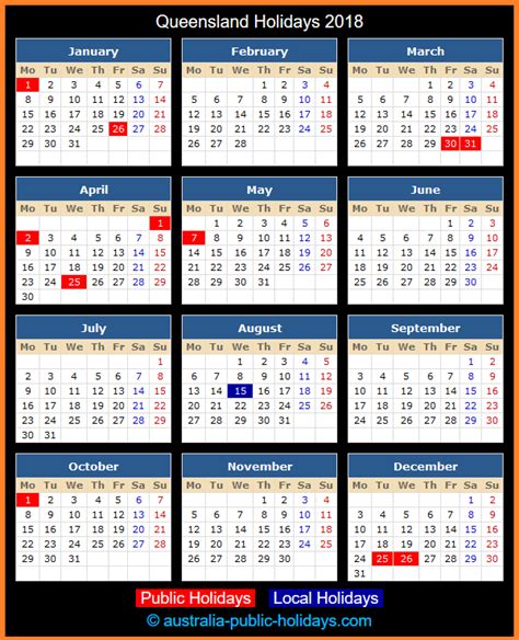 queensland public holidays 2018