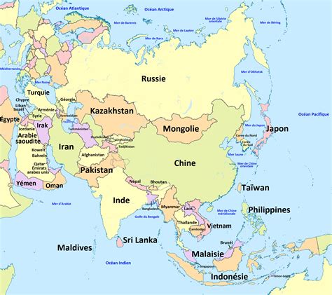 quels sont les pays de l'asie