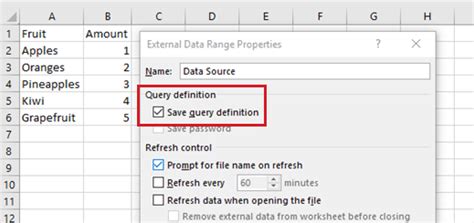 query definition excel