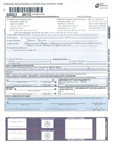 quest diagnostics forensic drug testing custody and control form