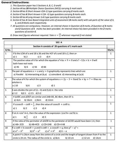 Question Paper General Instructions