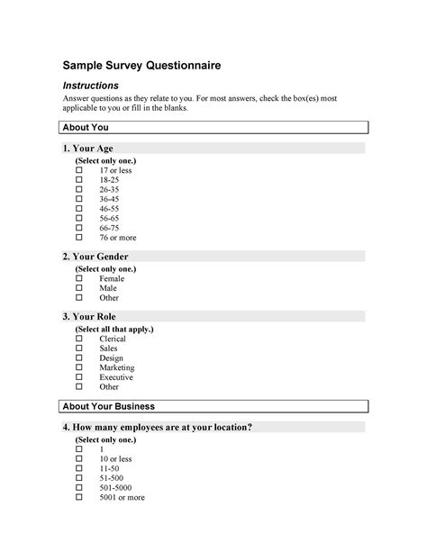 30+ Questionnaire Templates (Word) Template Lab