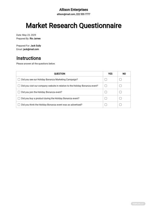 questionnaire in marketing research