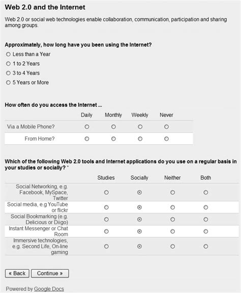 questionnaire sample for students