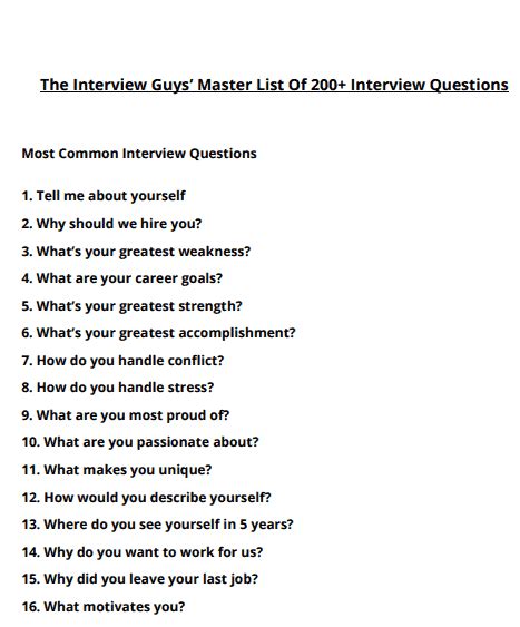 Questions And Answers For Job Interview Pdf