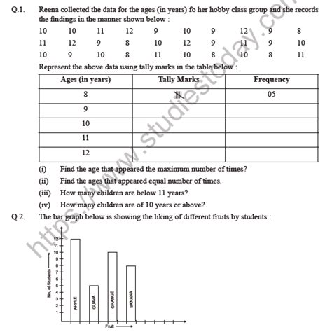questions for class 6 maths data handling