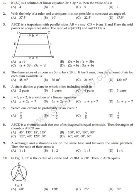 questions for class 9 maths with answers