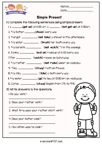 questions in present simple exercises pdf