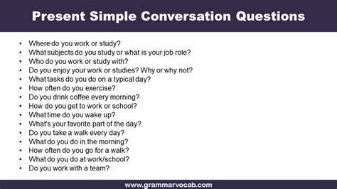 questions in present simple speaking