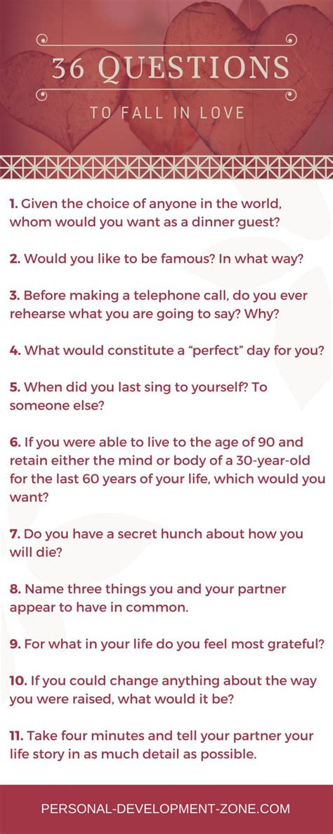 The 36 Questions To Fall In Love (Printable Version) Fun questions to