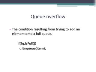 queue overflow condition in data structure