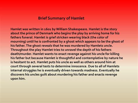 quick synopsis of hamlet