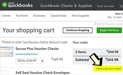 quickbooks discount code for ordering checks