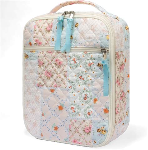 Polar Pack Blue Vertical Quilted Lunch Box with Pink Trim Shop Lunch
