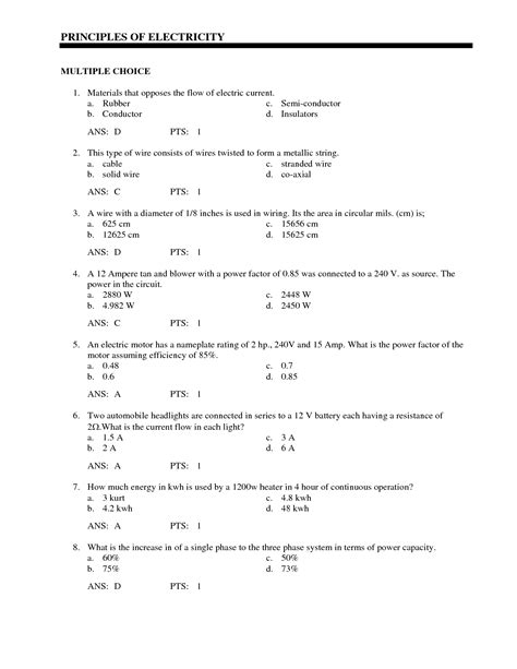 quiz questions for electrical engineering with answers