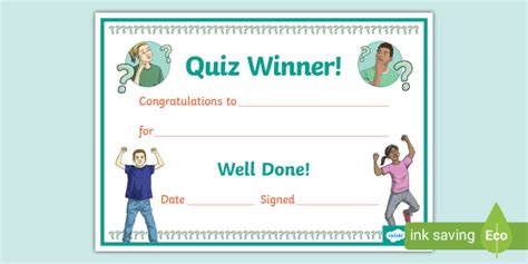 quiz winner certificate template