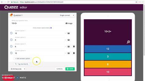Quizizz creating quiz